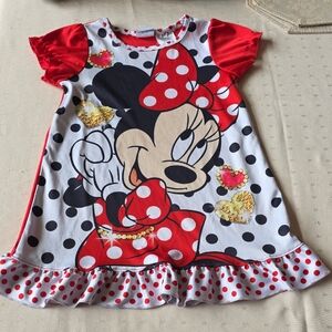 Disney Minnie Mouse Red White Black Polka Dot Nightgown